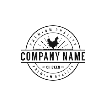 Vintage chicken-logo mit emblem-design-inspirationen