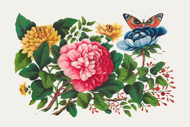 Vintage chinesischer Blumenstrauß Vektor