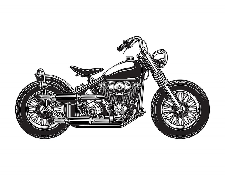 Kostenlose Vektor vintage chopper motorrad seitenansicht vorlage