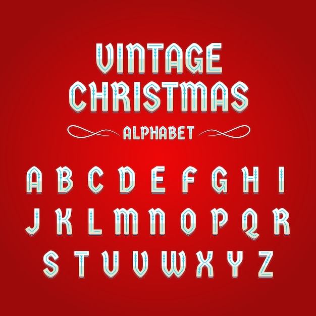Kostenloser Vektor vintage christmas alphabet