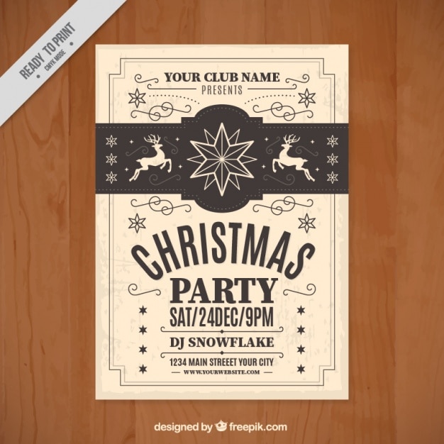 Kostenloser Vektor vintage christmas flyer vorlage