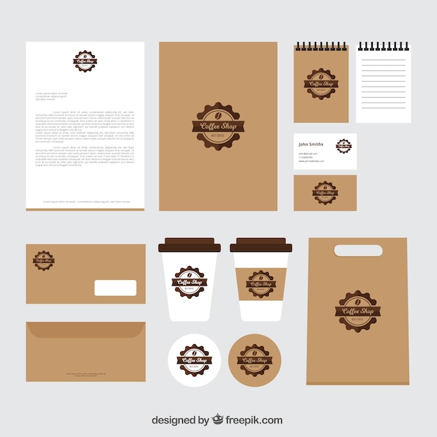 Kostenloser Vektor vintage-coffee-shop branding briefpapier