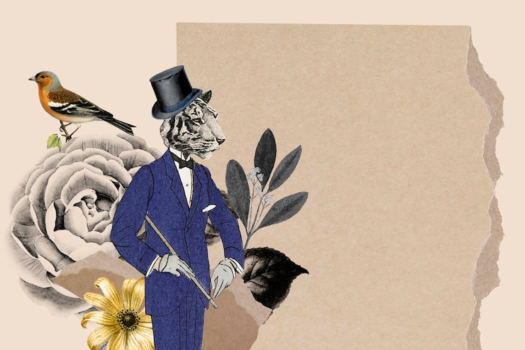 Kostenlose Vektor vintage collage wallpaper hintergrundillustration, vektorpapierbeschaffenheit mit designraum