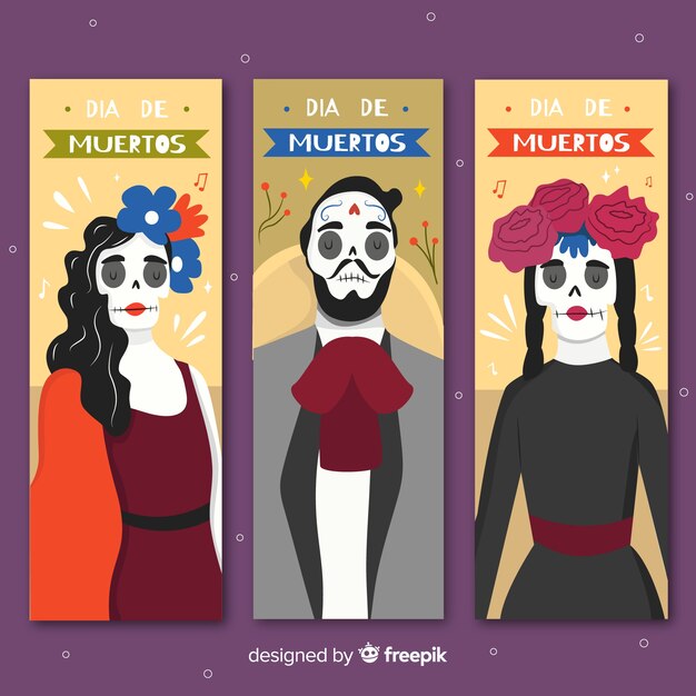 Vintage día de muertos banner vorlage