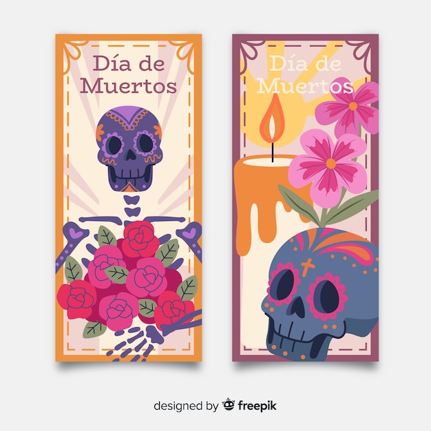 Kostenloser Vektor vintage dia de muertos banner