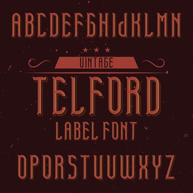Vintage Etikettenschrift namens Telford. Gut für kreative Labels geeignet.