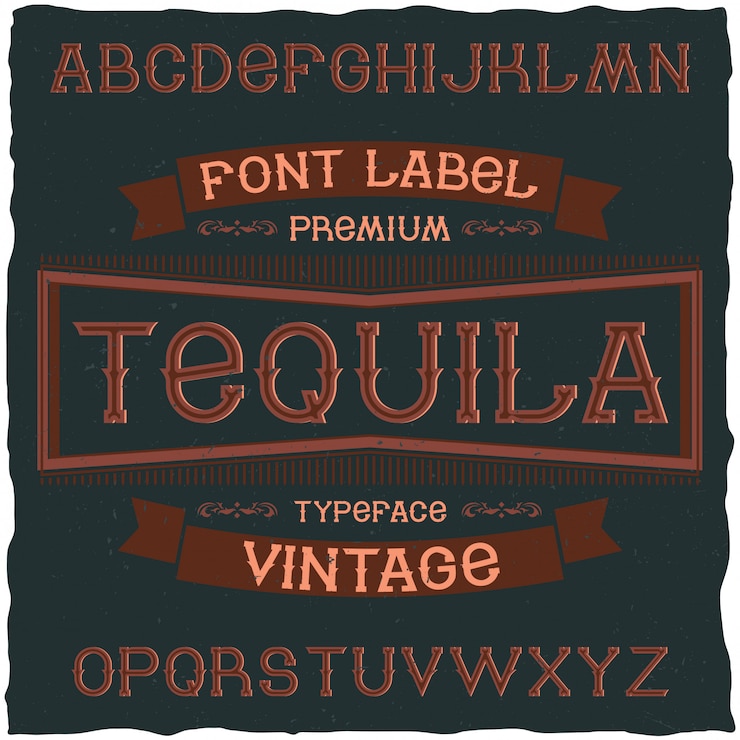 Kostenlose Vektor vintage etikettenschrift namens tequila. gut geeignet für retro-design-etiketten von alkoholgetränken.