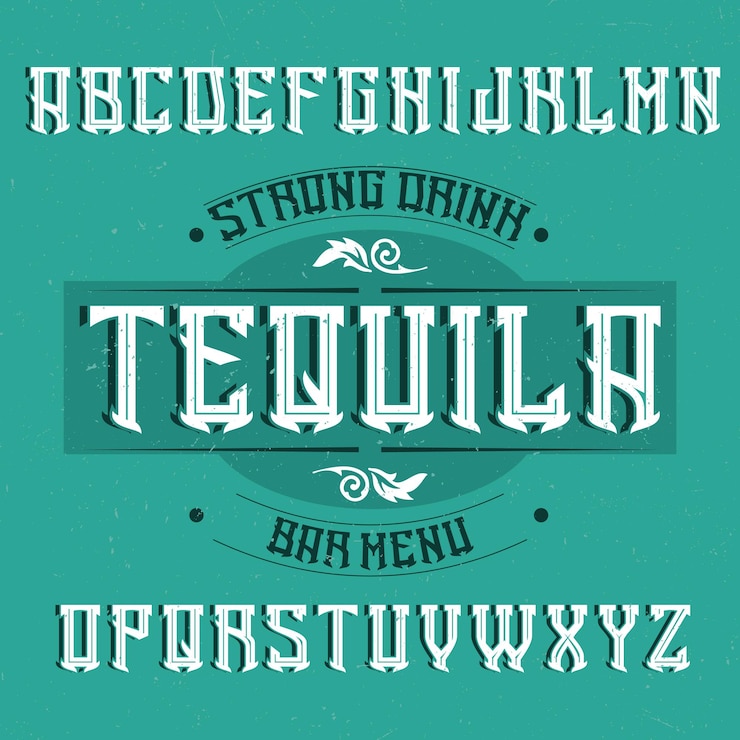 Kostenlose Vektor vintage etikettenschrift namens tequila.