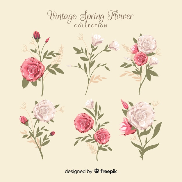 Vintage Frühling Blumen Kollektion