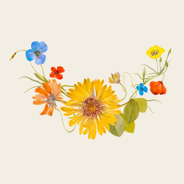 Vintage Frühlingsblumenillustration, neu gemischt aus gemeinfreien Kunstwerken