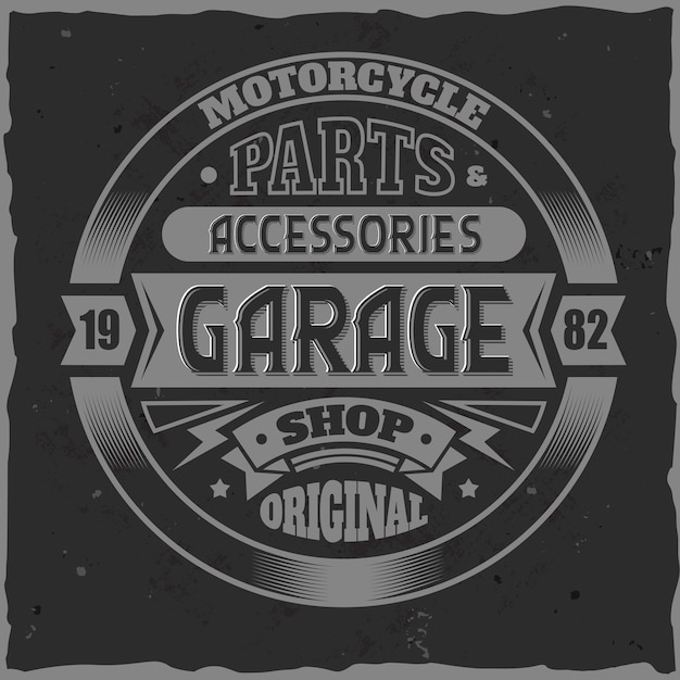 Kostenloser Vektor vintage garagenetikett mit schriftzugzusammensetzung