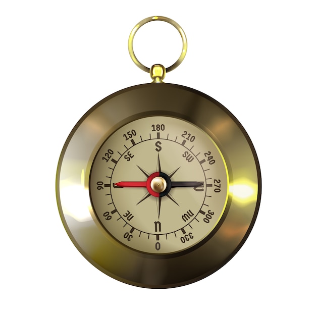 Vintage Gold-Rahmen oder Messing-Kompass mit Windrose