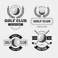 Kostenloser Vektor vintage golf logo sammlung in monochrom