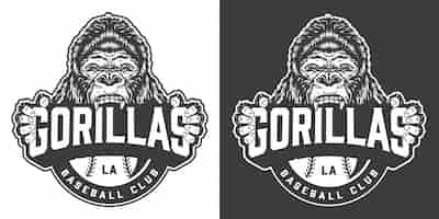 Kostenloser Vektor vintage gorillas baseball club logo