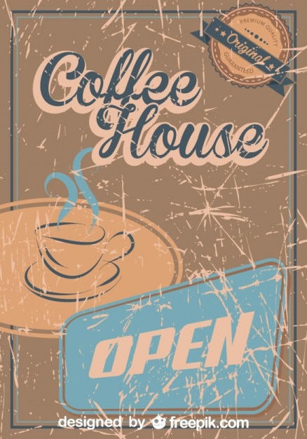 Vintage kaffee grunge-plakat kaffeehaus