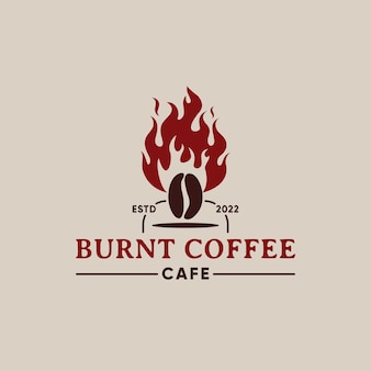 Vintage kaffeebohnen burned coffee shop logo