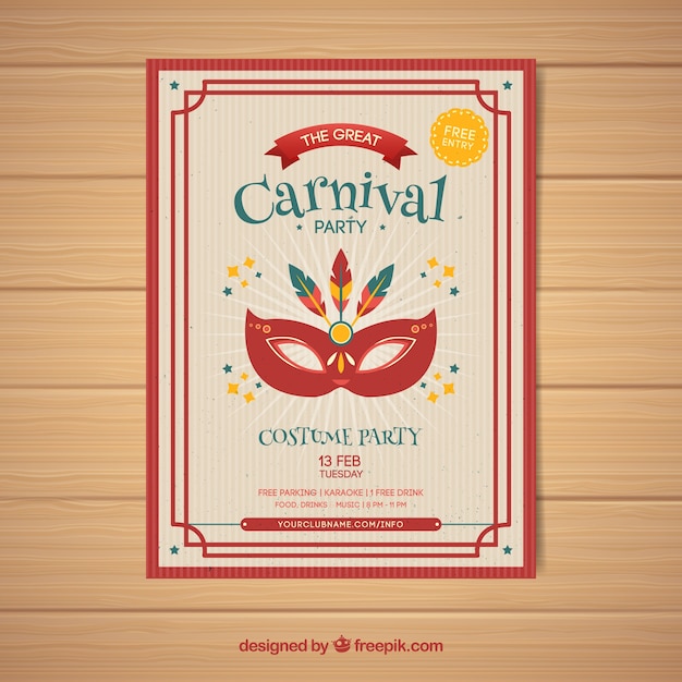 Vintage karneval party flyer / poster vorlage