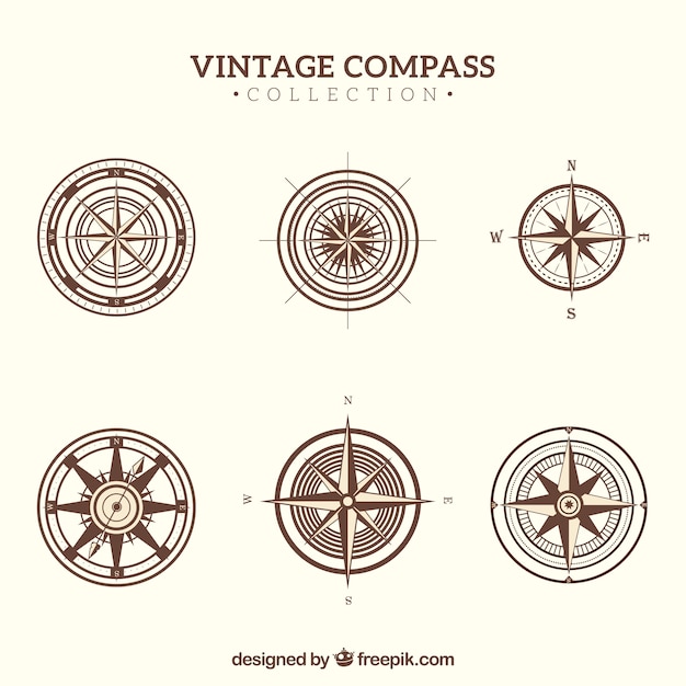 Kostenloser Vektor vintage kompass sammlung