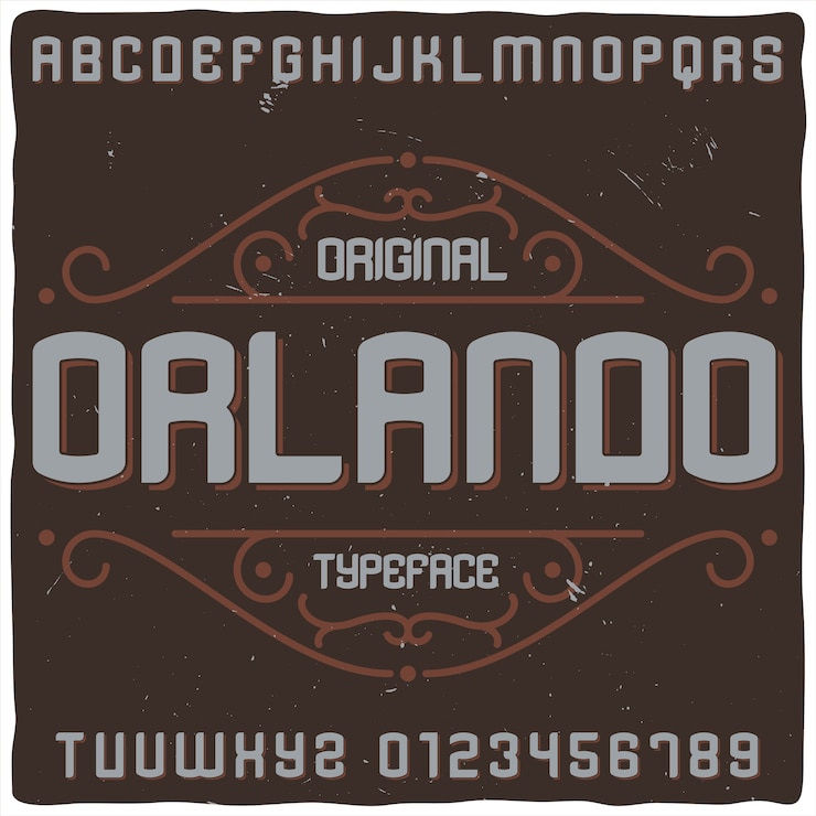 Kostenlose Vektor vintage label schrift mit dem namen "orlando".