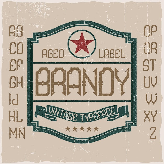 Kostenloser Vektor vintage label schrift namens brandy.