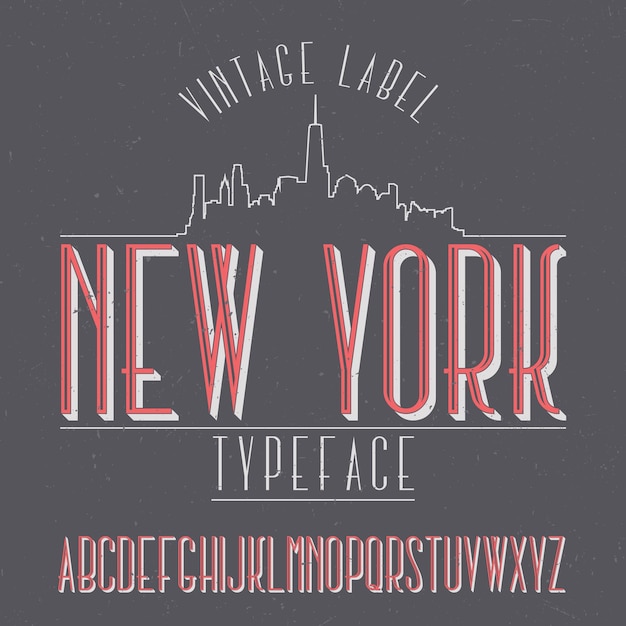 Vintage label schrift namens new york.