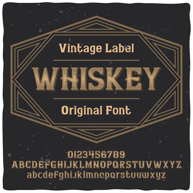 Kostenloser Vektor vintage label schrift namens whiskey. gute handgefertigte schrift.