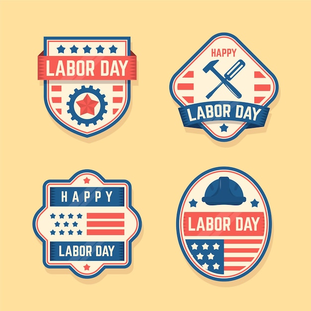 Kostenloser Vektor vintage labor day label set