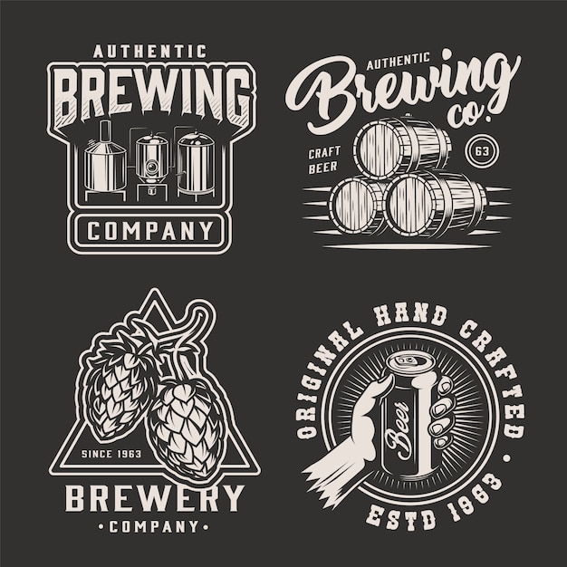 Vintage monochrome Brauerei Embleme