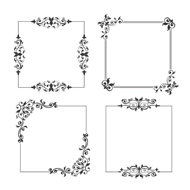 Kostenloser Vektor vintage ornamentrahmen sammlung