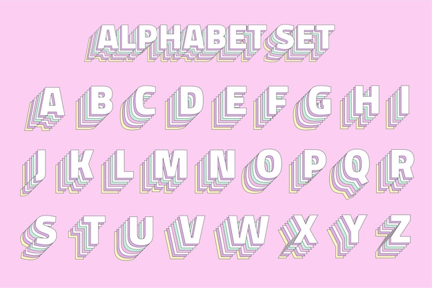 Vintage pastellfarbenes alphabet-set