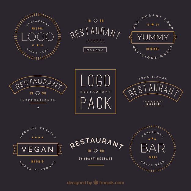 Vintage restaurant logos mit alten stil