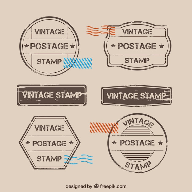 Kostenloser Vektor vintage satz briefmarken