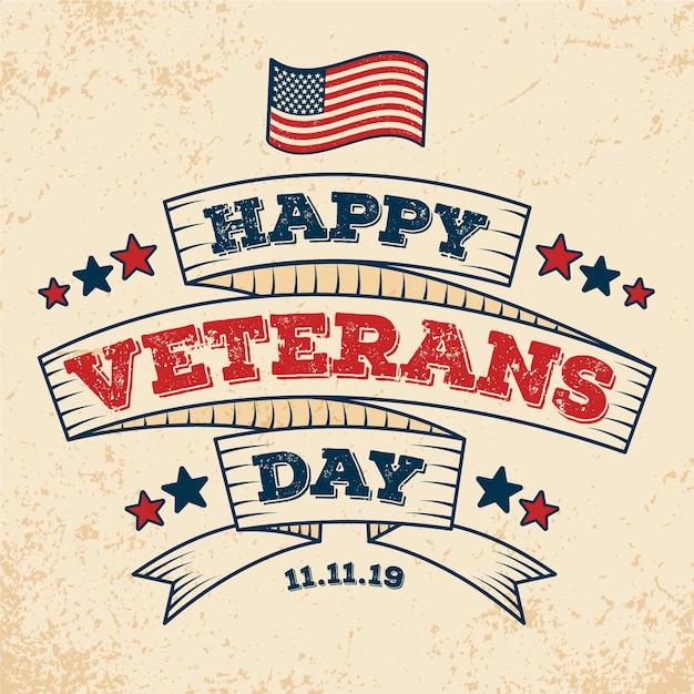Kostenloser Vektor vintage schriftzug veterans day hintergrund