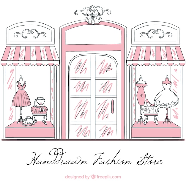 Vintage-Skizze Schaufenster der Modegeschäft