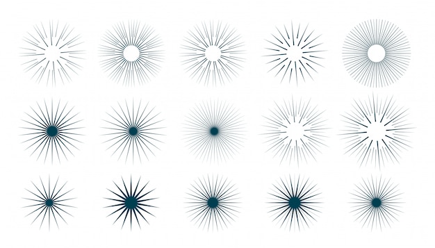 Kostenloser Vektor vintage sunburst strahlen und strahlen große sammlung