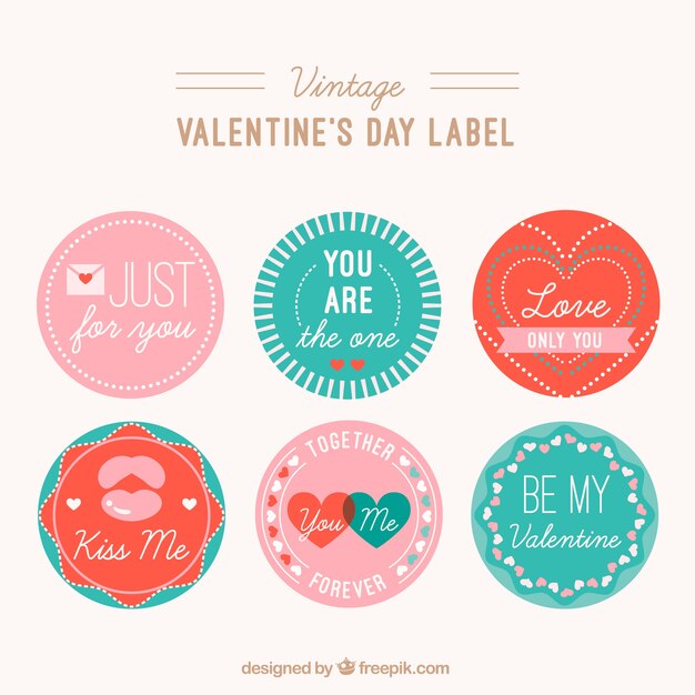 Vintage Valentinstag Label / Abzeichen Sammlung