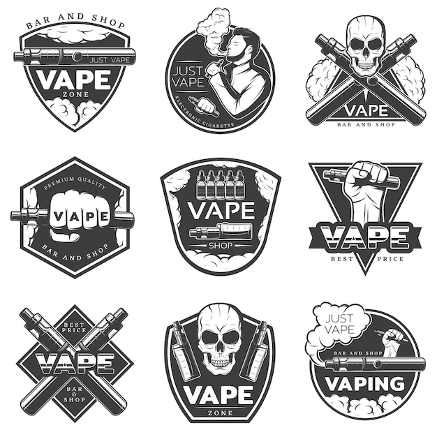 Kostenloser Vektor vintage vape logo set