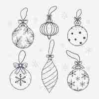 Kostenloser Vektor vintage weihnachtsball ornamente sammlung