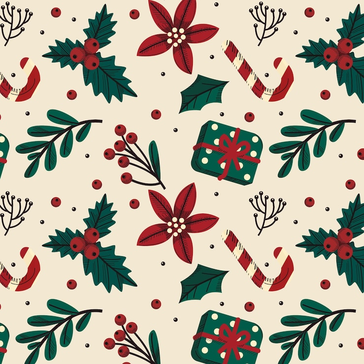 Kostenlose Vektor vintage weihnachtsmuster