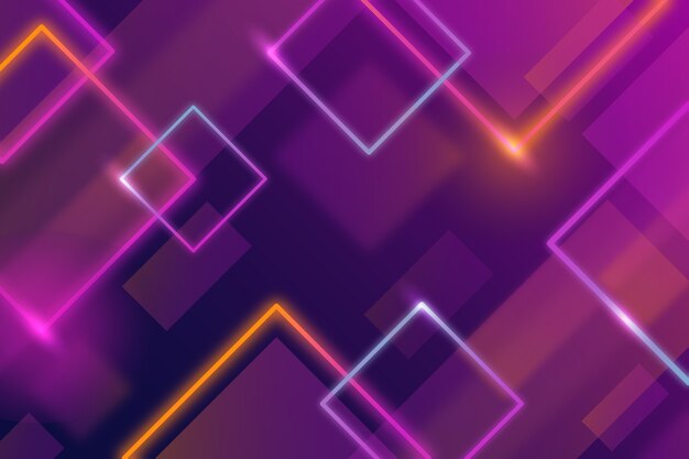 Violetter Neonlichthintergrund der geometrischen Formen