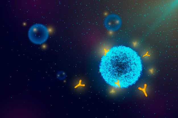 Viruspartikel, die mit antikörpermolekülen interagieren