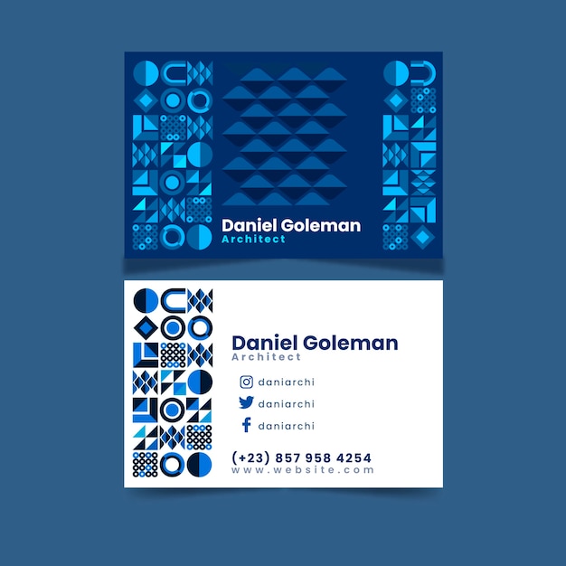 Visitenkarteschablone mit blauem Design