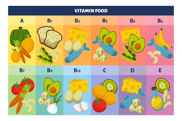 Kostenloser Vektor vitamin lebensmittel infografik