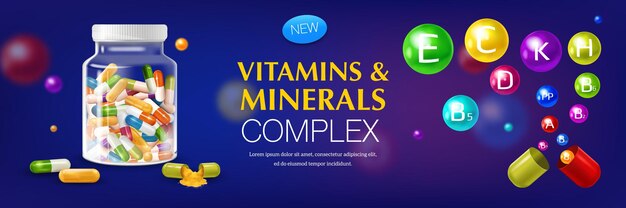 Kostenloser Vektor vitamin- und mineralstoffkomplex