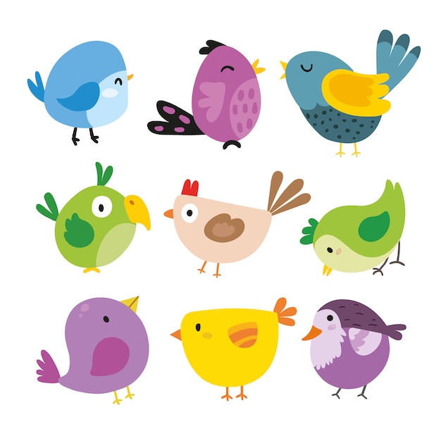 Vögel illustrationen sammlung
