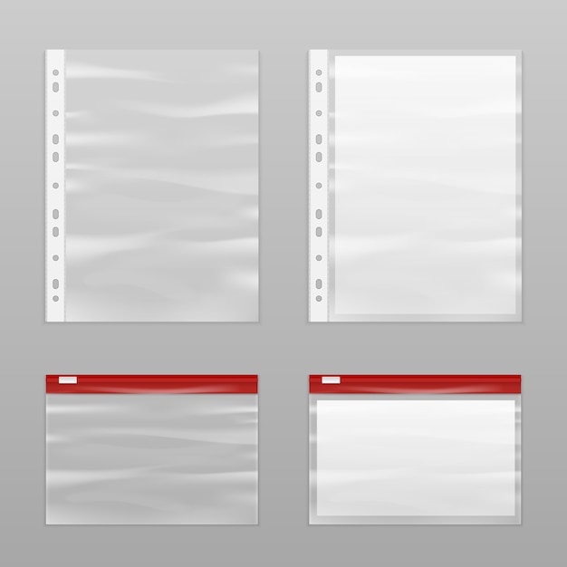 Kostenloser Vektor volles papier und leere plastiktüten icon set