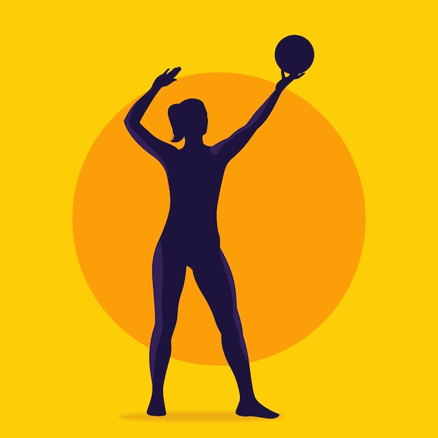 Kostenloser Vektor volleyball-silhouette im flachen design