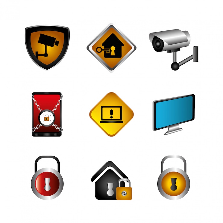 Kostenlose Vektor von cyber-sicherheit und icons