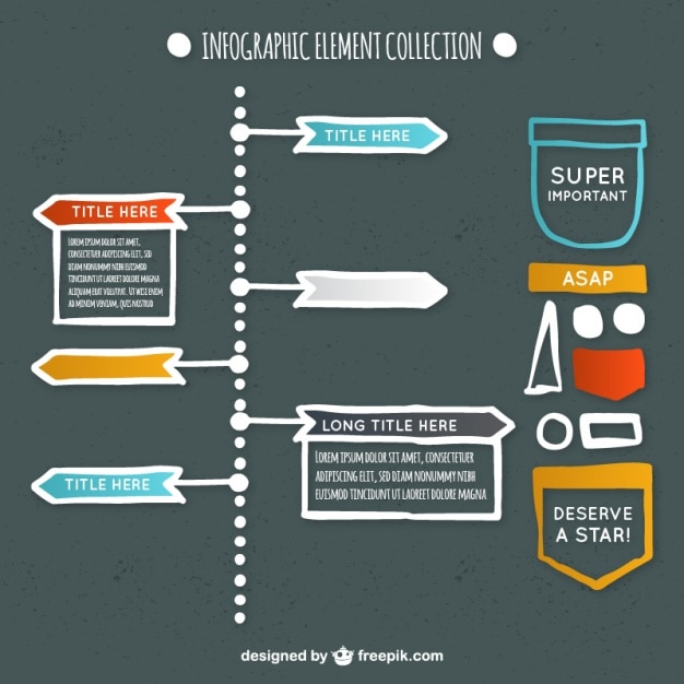 Kostenloser Vektor von hand gezeichnet infographic element sammlung