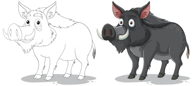 Kostenloser Vektor vor und nach der zeichentrickfilm-schwein-illustration